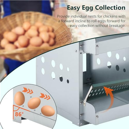 Chicken Nesting Box for Laying Eggs - 4 Room Chicken Laying Boxes, Nesting Boxes for Chickens, Heavy Duty Metal Chicken Coop (22.05" L x 16.92" W x 25.59" H) - size: 22.05" L x 16.92" W x 25.59" H