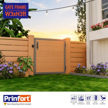 3x3FT (34.8"W X 35.4"H) 201 Stainless Steel Anti Sag Wooden Fence Gate Kit Heavy Duty Garden Gate Frame Hardware Kit Reinforcement (Left/Right Free-Installation) - size: W3xH3 FT
