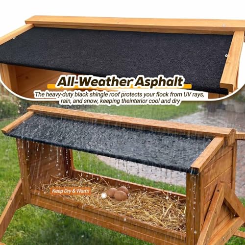 Chicken Nesting Box with Asphalt Roof, 3-in-1 Elevated Hen Nesting Box with Perch & Swing, Waterproof Wooden Laying Box for Large Hens, Poultry Coop Accessory, Orange