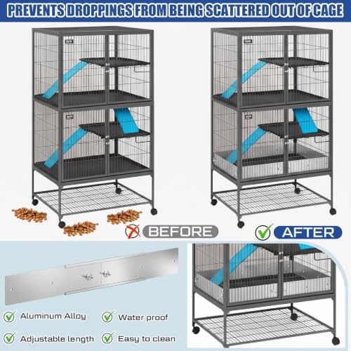 Chunful Scatter Guards Compatible with Ferret Nation & Critter Nation, 9 Pcs Pull Out Adjustable Small Animal Cages Guards, Urine & Litter Containment for Ferrets, Chinchillas, Rats (Aluminum Color) - color: Aluminum Color