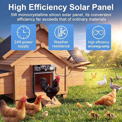 Saillong 5W Solar Panel for Chicken Coop Door with Micro USB & USB-c Port; 11.5ft Cable Solar Panel Charger for Automatic Chicken Coop Door, 360° Adjustable Bracket, Waterproof