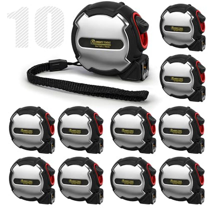 10Pack Bulk 16FT Tape Measure, Easy Read Measuring Tape Retractable with Metric/Inch, Dual Sided, Magnetic Hooks, Rubber + Stainless Steel Case, for Home, Construction & DIY (16ft 10pack) - size: 16ft 10pack