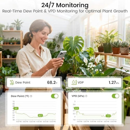 MOCREO WiFi Room Thermometer Hygrometer, Remote App Email Alert, 2 Years Data Export, 2 Years Battery, No Subscription, Wireless Temperature Humidity Sensor for Bedroom, Greenhouse, Basement - style: 1 sensor + H3 hub