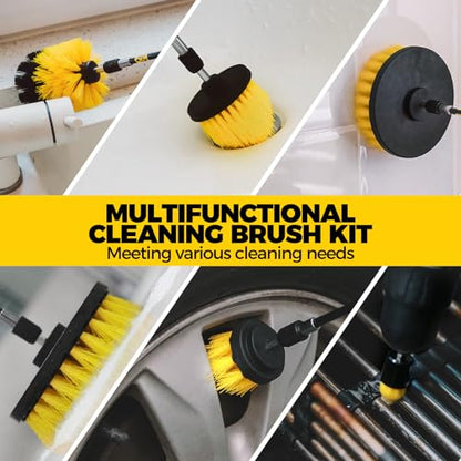 Holikme 40 Piece Drill Brush Attachment Set Scrub Pads Scouring Pads Power Scrubber Brush with Extend Long Attachment All Purpose Clean for Car Detailing，Grout, Tiles, Bathroom, Kitchen