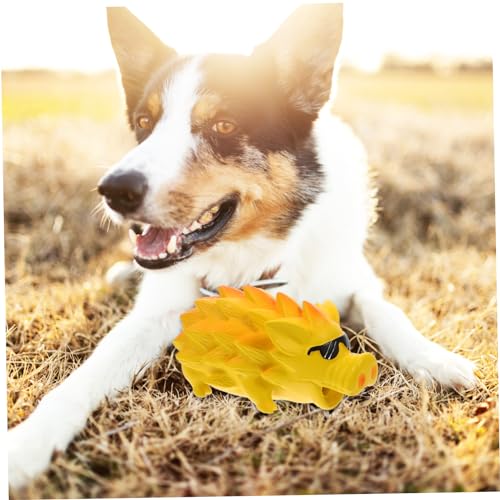 Latex Squeaky Dog Chew for Teeth Grinding Interactive Pet for Large Dogs Puppies Safe Wear Resistant Material for Healthy Chewing and Habit Correction Yellow Pig Shape