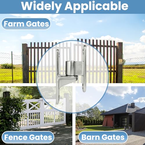 304 Stainless Steel Gate Hinges 4Pack Wall Mount Gate Hinges for Farm Gates Heavy Duty Door Fence Hinges for Wooden Fence, Gate, Concrete, Capacity Up to 600lbs (16Pcs Screws & Nut Driver Included)