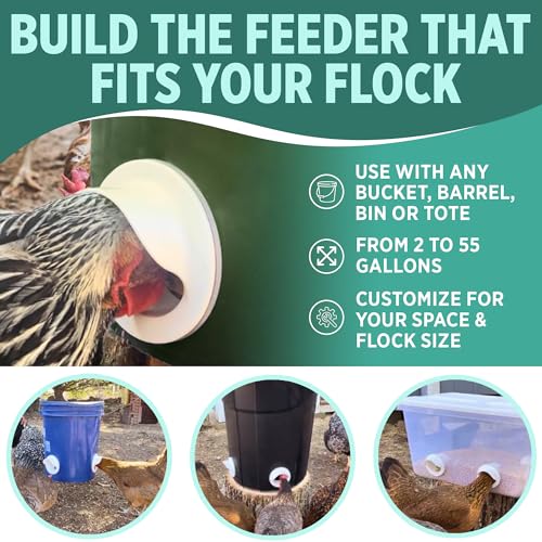The Original Poultry Pro DIY Chicken Feeder Kit - As seen on Shark Tank, 3 Ports, Waterproof Seal Bushings & Hole Saw, Poultry Feed, Use for Buckets, Barrels, Bins & Troughs (Bucket Not Included) - style: Original Feeder 3 Pack