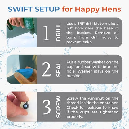 Lil Clucker - Blue Large Automatic Chicken Waterer Cups Suitable for Ducks, Geese, Turkeys, and Bunny Rabbit - Water Feeder Kit - Poultry Waterer - Pack of 12 - size: 12-Pack