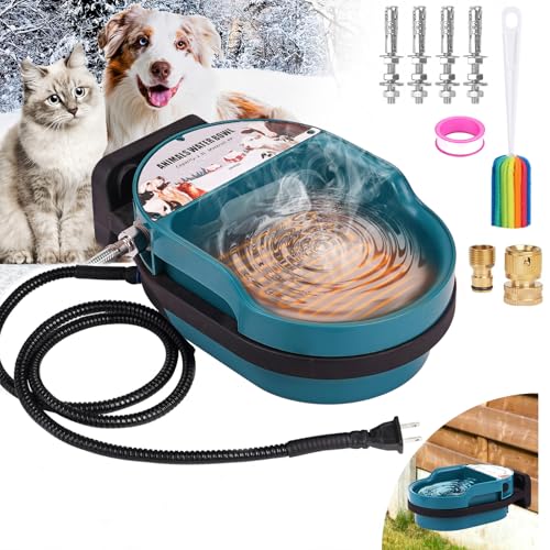 Automatic Heated Dog Water Bowl Outdoor Large Breed Heated Water Bowl for Cats Dogs with Chew-Resistant Cord Auto Fill Wall Mounted Pet Thermal Heated Water Bowl Dog Water Dispenser