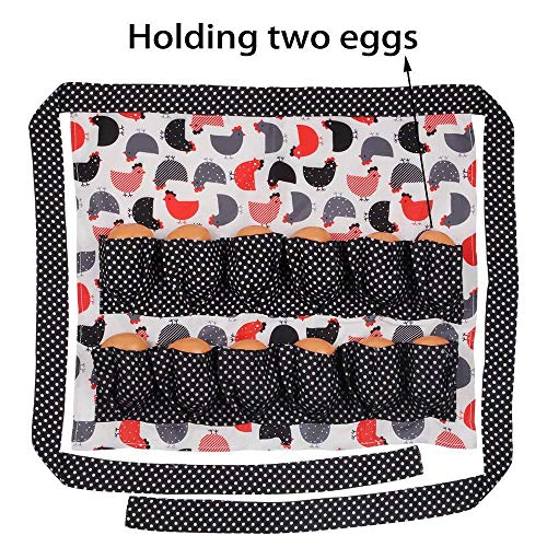 Sefiron Chicken Egg Collecting Apron,12 Deep Pockets for Hense,Duck,Goose Eggs - color: Black