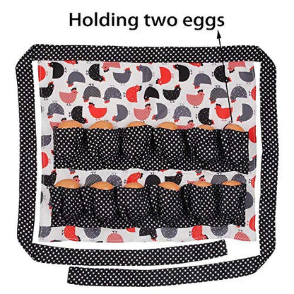 Sefiron Chicken Egg Collecting Apron,12 Deep Pockets for Hense,Duck,Goose Eggs - color: Black