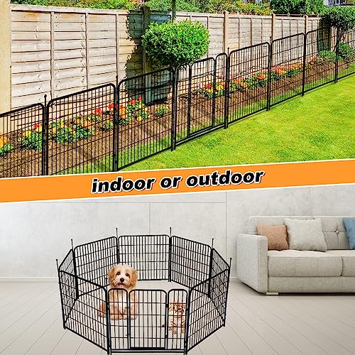 Getlay 36 in(H) Garden Fence With Gate, Wide Gate Low Threshold, 8 Panels Total 17.7 ft(L) Heavy Duty Iron Animal Barrier Fence For Yard, Suitable For Indoor Or Outdoor Dog Fencing,Garden Border Fence - size: 36''(H)-8panels-17.7ft(L)