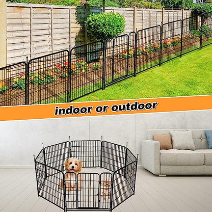 Getlay 36 in(H) Garden Fence With Gate, Wide Gate Low Threshold, 8 Panels Total 17.7 ft(L) Heavy Duty Iron Animal Barrier Fence For Yard, Suitable For Indoor Or Outdoor Dog Fencing,Garden Border Fence - size: 36''(H)-8panels-17.7ft(L)