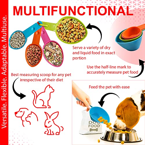 Vila Cat Food Measuring Cups, One Set to Feed Them All - Ideal Scoop Cups for Multi-Pet Homes, Perfect Portion for Your Pets, Easy to Fill and Measure, 4pcs