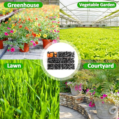 280 Pcs Barbed Connectors Irrigation Fittings Kit, Drip Irrigation Barbed Parts 1/4'' Tubing Kit for Garden Lawn (Nozzles, Nozzle Tees, Single Barbs, Couplings, Tees, Elbows, Plugs, Crosses) - size: 1/4 Inch Fittings-280P
