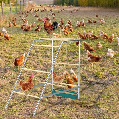 Chicken Roosting Bars with Swing and Drink Trough, Roosting Bars for Chickens in Coop, Easy to Installation&Clean,Baby Chick Playground Coop Accessories(43.3' L X 19.3' W X 39.4' H)