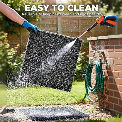 Chicken Nesting Box Pads | 4PC Washable Nesting Mats (12"x12") - Durable Plastic Coop Liners, Odor-Proof Chicken Bedding for Indoor/Outdoor Laying Boxes (4pack-Gray) - size: 4pack-Gray
