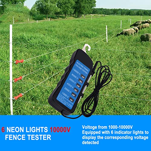 Voltage Tester,Electric Fence Tester, Electric Fence Voltage Tester, 12KV Neon Fence Voltage Tester 8 Neon Indicator Lights Waterproof Fence Tester for Farms, electric fence tester voltage multi