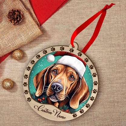 Personalized American English Coonhound Ornament, American English Coonhound Christmas Ornament, Custom Name American English Coonhound Dog Suncatcher for Christmas Tree - color: American English Coonhound