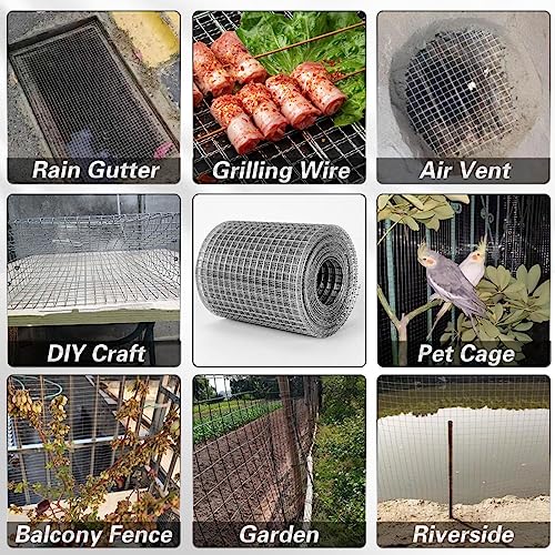 Hardware Cloth 1/4 in Galvanized Wire Mesh Roll (23 GA) Chicken Wire Fence Roll for Chicken Pen/coop Fences, Screen mesh, Rabbit/Snake Fences, Poultry enclosures, Handicraft Ma（4'' x 10' ） - size: 4In x 10Ft