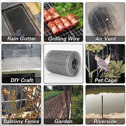 Hardware Cloth 1/4 in Galvanized Wire Mesh Roll (23 GA) Chicken Wire Fence Roll for Chicken Pen/coop Fences, Screen mesh, Rabbit/Snake Fences, Poultry enclosures, Handicraft Ma（4'' x 10' ） - size: 4In x 10Ft