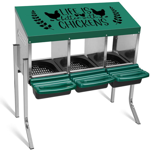 Tgeyd Nesting Boxes - 3 Holes for Laying Eggs - Chicken Brooder Box with Perch - Coops for 3 Up to 12 Chickens - size: 3 Holes