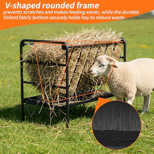 Goat Hay Feeder - Heavy Duty Metal Hay Rack, 35 Gallon Livestock Pasture Feeder, Durable Iron Frame, Outdoor Durable Farm Feeding Equipment for Sheep, Horses, and Ponies