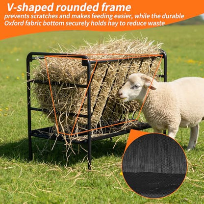 Goat Hay Feeder - Heavy Duty Metal Hay Rack, 35 Gallon Livestock Pasture Feeder, Durable Iron Frame, Outdoor Durable Farm Feeding Equipment for Sheep, Horses, and Ponies