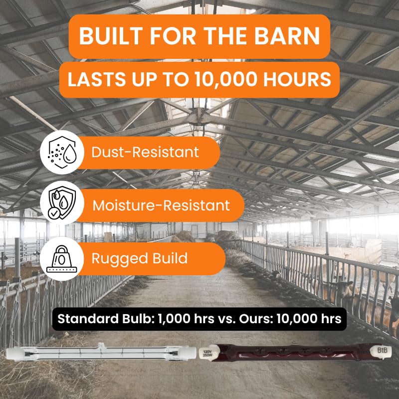 IVS 250W Bulb Infrared Halogen Lamp Holder - Livestock Heating Equipment | 14.5” x 8.5” Durable Heat Lamp - Safe Piglets Poultry Small Chicks Equipment