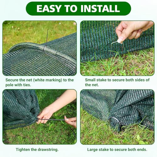 UNIFAMILY Chicken Tunnel for Outside 12FT, Flexible Chickens Runs for Yard, Quick Installation Shade Net Protection from Sun Portable Chicken Tunnels, Poultry Coop Run Tunnels Perfect for Backyard