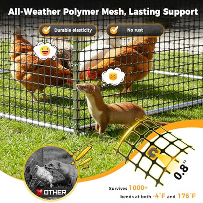 CAMMOO Metal Chicken Coop with Run, 9.8x6.6x6.6ft Walk-in Chicken Run for Yard with Cover, Upgrade Double Lock & Tough Mesh, Stainless Steel Ties, Easy Assembly, Chicken Pen for Ducks, Rabbits - size: 9.8'L x 6.6'W x 6.6'H