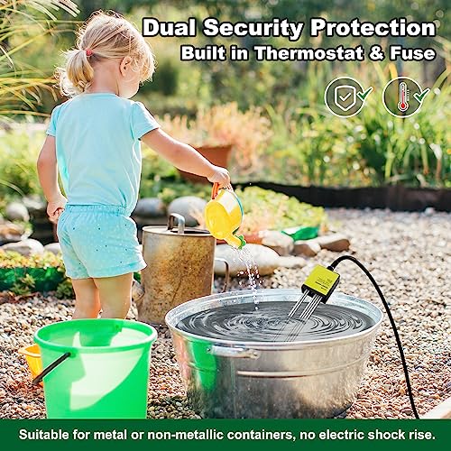 1500W Immersion Heater, GESAIL Bucket Water Heater with 304 Stainless-Steel Guard, Submersible Bucket Heater with Thermostat and Auto Shutoff, Perfect for Home Travel and Winter Job