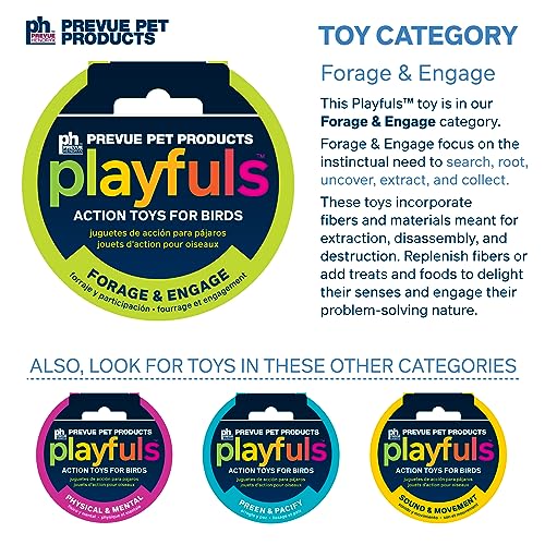 Prevue Pet Products Sink 'n Seek Playfuls Forage & Engage Bird Toy - Cage Accessories for Small to Medium Birds, Ideal for Cockatiels, Conures, Parakeets, Budgies, Lovebirds, and African Greys
