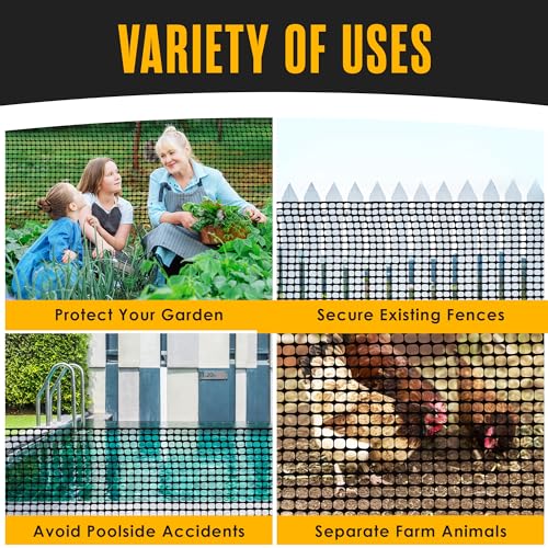 Houseables Plastic Fence, Plastic Mesh Fence, Mesh Fencing, Deer Netting, Cat Netting, Temporary, Balcony, Pets, Garden, Chicken, Poultry, Dogs, Construction, Yard, Protection, Black, 4 x 50 Feet Roll - color: Black