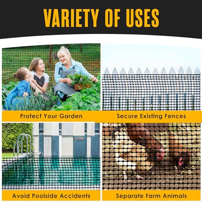 Houseables Plastic Fence, Plastic Mesh Fence, Mesh Fencing, Deer Netting, Cat Netting, Temporary, Balcony, Pets, Garden, Chicken, Poultry, Dogs, Construction, Yard, Protection, Black, 4 x 50 Feet Roll - color: Black