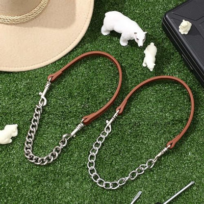 Misdary 4 Pcs Goat Show Collars, Adjustable 14"-24" Iron Chain Halter for Sheep, Horses, Dogs, Cows & Calves, Farm Animal Supplies Accessories Animal Lovers Gift (14'',Brown) - color: Brown