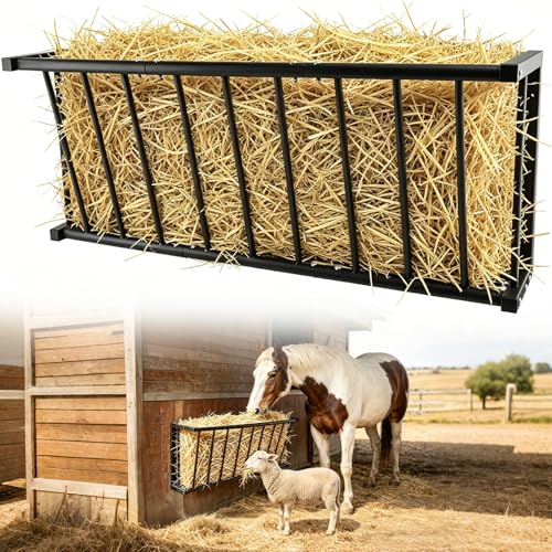 Hay Rack,37.6'' Long Wall Mounted Hay Feeder with 25 Gallon Large Capacity,Detachable Hay Holder for Horse Goats Sheep and Livestock
