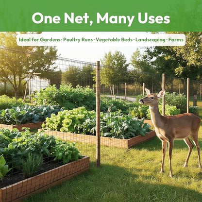 Deer Fence for Garden 7ft x 50ft, Plastic Mesh Deer Fence Netting with Pre-Strung Reinforced Edge, Reusable Temporary Fence, Ideal for Animal Barrier & Garden Fencing for Plants & Fruit Trees - size: 7ft X 50ft