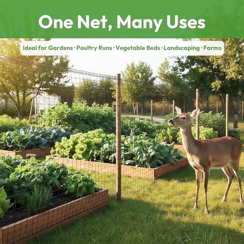 Deer Netting for Garden 7ftx25ft, Plastic Mesh Deer Fence with Pre-Strung Reinforced Edge, Durable Temporary Fencing for Yard, Ideal for Animal Barrier, Snow Fence & Tree/Crop Protection - size: 7ft X 25ft