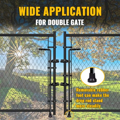 VIVIDA Black Chain Link Drop Rod 1-3/8" x 32", Fence Gate Cane Bolts Drop Rod Pin Latch for Single or Double Gate, Black Chain Link Gate Hardware, 2 Pack - size: 1-3/8" × 32" (2 PACK)