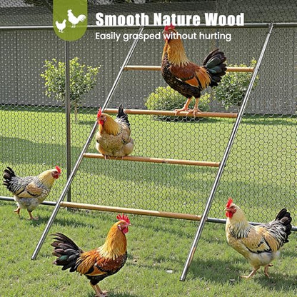 Chicken Roosting Perch - Heavy Duty 4-Tier Metal & Wood Chicken Roost Bars, Large Coop Accessory - Easy Install (55" L x 40" W) for Backyard Poultry, Hens & Farm Pens - size: 55*40 IN