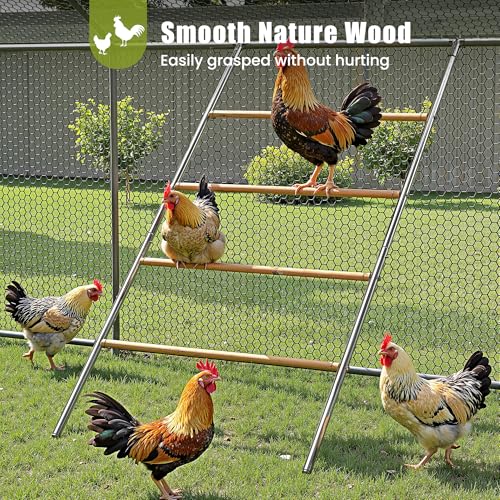 UDPATIO Chicken Roosting Perch 55" L x 40" W, 4-Tier Heavy Duty Metal & Wood Roost Bars for Coop Silver M - size: 55*40 IN