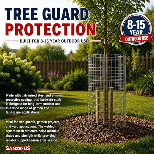 Sanzeus Hardware Cloth, 1/4 Inch 24in x 50ft 23 Gauge, Double-Layer Hot-Dip Galvanizing After Welding, Chicken Wire Fence Wire Mesh Poultry Netting Garden Fence Tree Guard Rolls - size: 1/4inch 24in×50ft