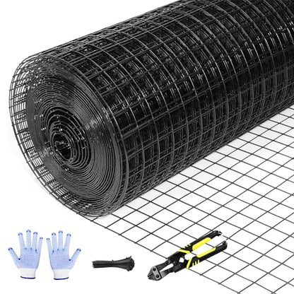 Tongmo 24" x 100' Black Hardware Cloth, 1inch Mesh Chicken Wire Fence, 19 Gauge Vinyl Coated Wire and Welded Wire Roll,Garden Fence, Poultry Netting for Rabbit/Duck/Chicken Coop