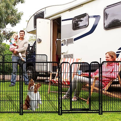Getlay 36 in(H) Garden Fence With Gate, Wide Gate Low Threshold, 8 Panels Total 17.7 ft(L) Heavy Duty Iron Animal Barrier Fence For Yard, Suitable For Indoor Or Outdoor Dog Fencing,Garden Border Fence - size: 36''(H)-8panels-17.7ft(L)