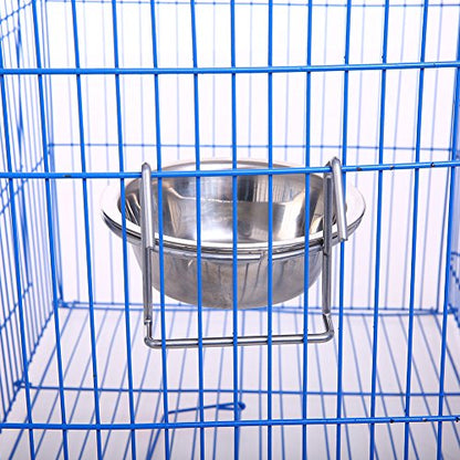 QBLEEV Stainless Steel Birdcage Feeder Bowls for Hamster Cage, 150ml, 5 oz | Stainless steel birdcage bowls feeding perches play stand with clamp, parrot pet animal hamster cage, easy to install - color: 2 Pack