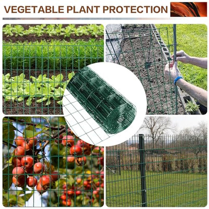 Tongmo 4 ft x 100 ft Green PVC Coated Welded Wire Fence, 16GA Garden Chicken Wire Fence Roll, Mesh Size 2" x 4" Hardware Cloth, Ideal for Yard Protection and Poultry Netting - color: Green, size: 4ft*100ft