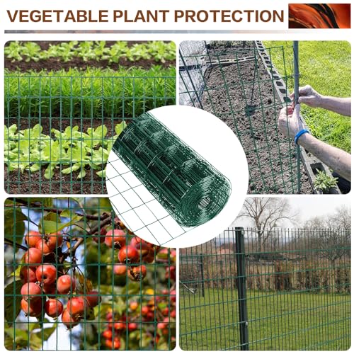 Tongmo 3 ft x 100 ft Green PVC Coated Welded Wire Fence, 16GA Garden Chicken Wire Fence Roll, Mesh Size 2" x 4" Hardware Cloth, Ideal for Yard Protection and Poultry Netting - color: Green, size: 3ft*100ft