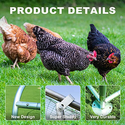 CHIKENCOOP Large Metal Chicken Coop Walk-in Poultry Cage Chicken Runs for Yard with Coverd Chicken Pen for 40 Chickens Duck Rabbit House Outdoor