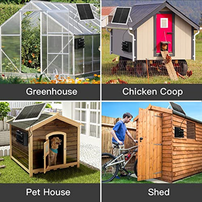 blessny Solar Powered Exhaust Fan, 25W Solar Panel +10" Shutter Ventilation Vent Fan for Outside Greenhouse, Chicken Coop, Shed, Pet House - size: 10" Fan Kit